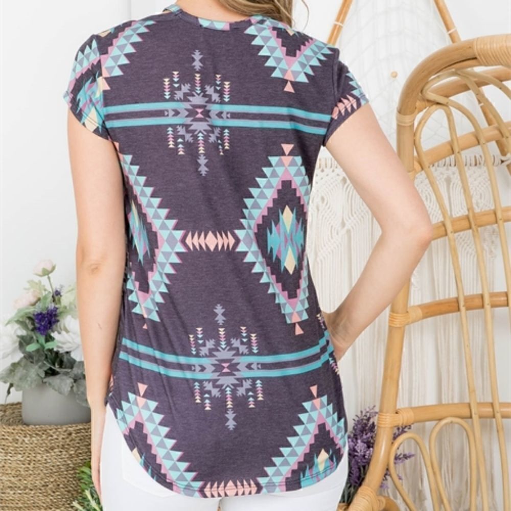 Charcoal Aztec Top   - Picture 2 of 2